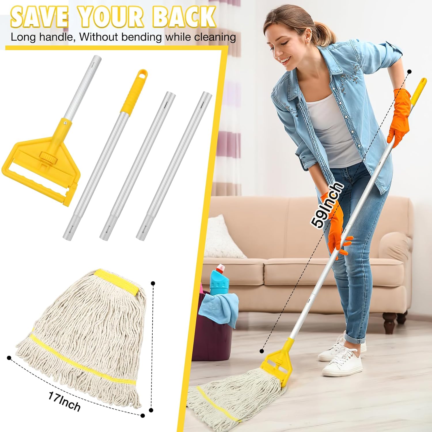 Industriële katoenen mop met l - Commercial Kitchen Tile Flooring recensie en prijs